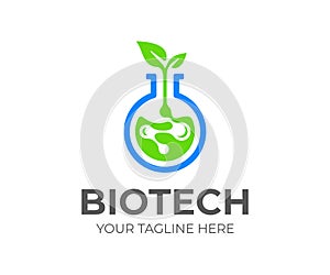 Biotech logo design. Biochemistry connections vector design