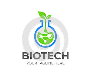 Biotech logo design. Biochemistry connections vector design photo