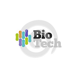 Biotech logo vector symbol, biotechnology logotype molecular structure, genetic microorganism photo