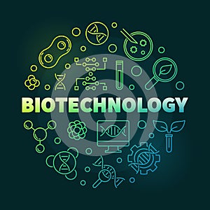 Biotechnolgy vector colorful round outline illustration
