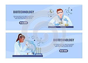 Biotechnology banners in flat design