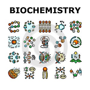 biotechnology chemistry science icons set vector