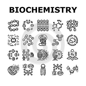 biotechnology chemistry science icons set vector