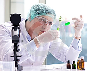 Biotechnology concept with scientist in lab