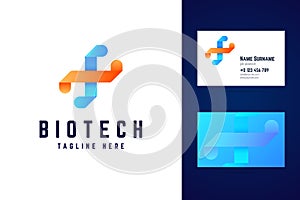 Biotechnology dna logo and business card template.