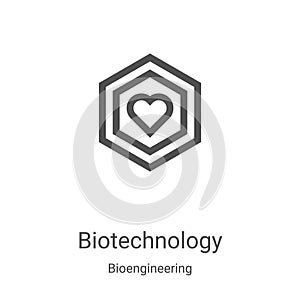 biotechnology icon vector from bioengineering collection. Thin line biotechnology outline icon vector illustration. Linear symbol