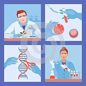 Biotechnology illustrations in flat design