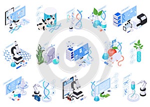 Biotechnology Isometric Compositions Set