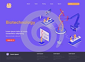 Biotechnology isometric landing page.