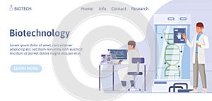 Biotechnology landing page in flat design
