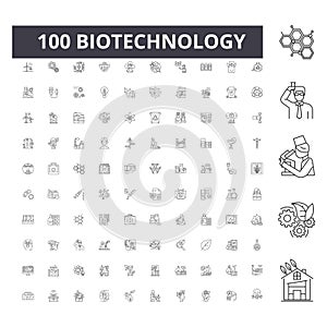 Biotechnology line icons, signs, vector set, outline illustration concept