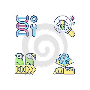 Biotechnology RGB color icons set