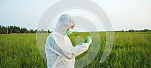 Biotechnology scientist on summer field