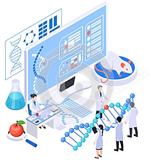 Biotechnology Scientists Isometric Composition