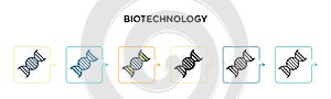 Biotechnology vector icon in 6 different modern styles. Black, two colored biotechnology icons designed in filled, outline, line