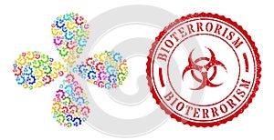 Bioterrorism Scratched Seal and Biohazard Industry Multicolored Twirl Spin photo