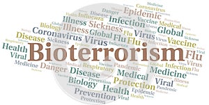 Bioterrorism word cloud on white background photo