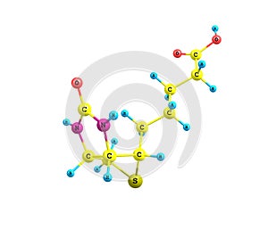 Biotin (B7) molecular structure on white background