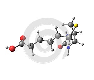 Biotin (B7) molecular structure on white background