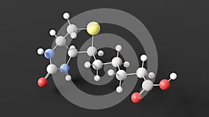 biotin molecule, molecular structure, vitamin b7, ball and stick 3d model, structural chemical formula with colored atoms photo