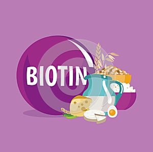 Biotin. Natural organic foods with high vitamin content