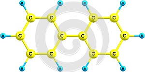 Biphenyl molecular structure on white background