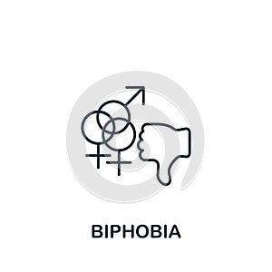 Biphobia icon. Line simple Lgbt icon for templates, web design and infographics