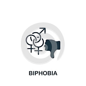 Biphobia icon. Monochrome simple Lgbt icon for templates, web design and infographics