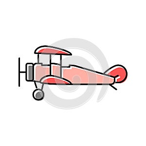 biplane airplane aircraft color icon vector illustration