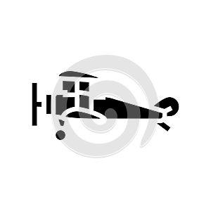 biplane airplane aircraft glyph icon vector illustration