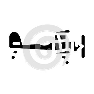 biplane airplane aircraft glyph icon vector illustration