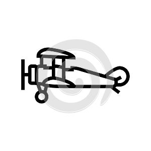 biplane airplane aircraft line icon vector illustration