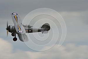 Biplane fighter plane of Royal Air Force on 1930s,1940s and World War 2