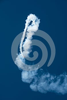 A biplane flies in the airshow