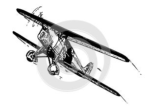 Biplane in flight