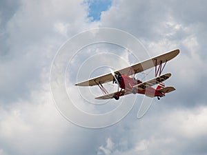 A Biplane in Flight