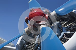 Biplane propeller close-up view