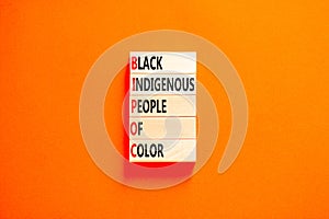 BIPOC black indigenous people of color symbol. Concept words BIPOC black indigenous people of color on wood block. Beautiful