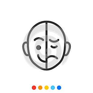 Bipolar disorder icon, Vector and Illustration