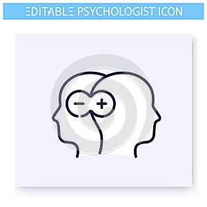 Bipolar disorder line icon. Editable illustration photo