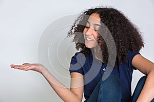 Biracial African American Teenager Teen Young Woman Empty Hand