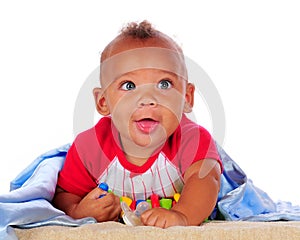 Biracial Baby with Big, Blue Eyes