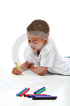 Biracial boy coloring