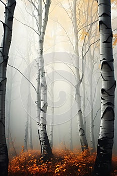 The Birch Forest in Fog: A Study in Pale, Grim Beauty