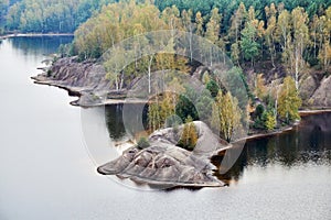 Birch forest on the former mining heaps above the lake