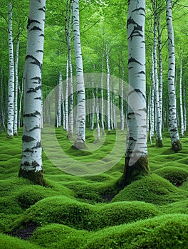 Birch Forest: Sunlight Through Trees