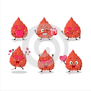 Birch leaf cartoon character with love cute emoticon