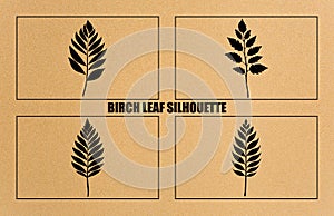 Birch leaf silhouette melting in drops Set, silhouettes of Birch leaf black Clipart Collection