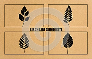 Birch leaf silhouette melting in drops Set, silhouettes of Birch leaf black Clipart Collection