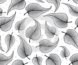 Birch Leaves Seamless Pattern